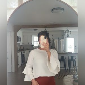 Jcrew tiered bell sleeve top in drapery crepe